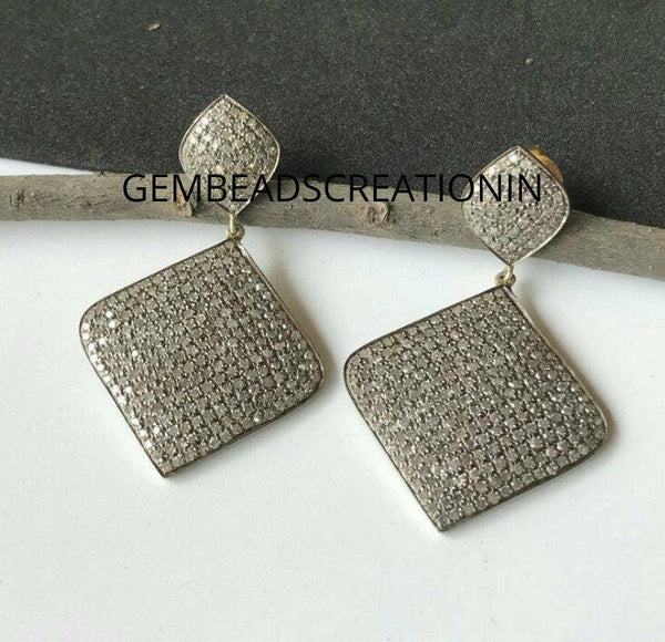 pave diamond earrings 925 sterling silver anniversary gift ideas diamond handmade jewelry modern women earring jewellery gift