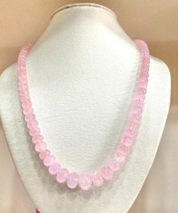 Natural Morganite Gemstone Beaded Necklace, Necklace For Women, Handmade Necklace Rondelle Beads Gift Ideas Jewelry Necklace 7-13mm