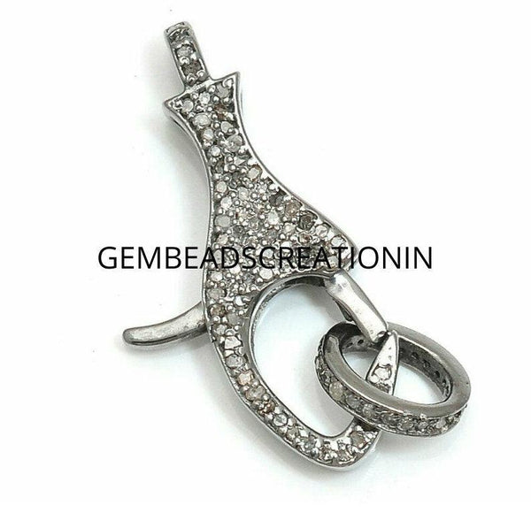 28mm Pave Diamond Lobster Clasps 925 Silver Jewelry Connector Lobster Clasps Findings Handmade Jewelry