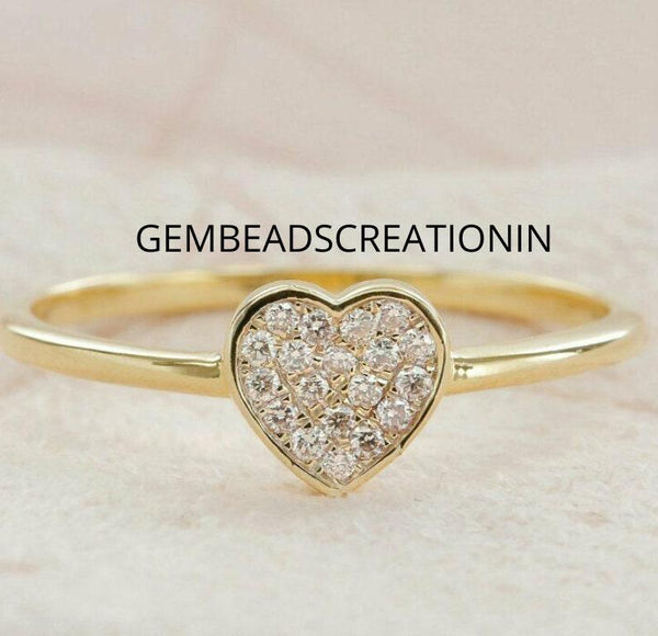 14k Solid Gold Wedding Diamond Heart Ring Forever Promise Ring Engagement Anniversary Ring Gift For Her Gold Diamond Ring