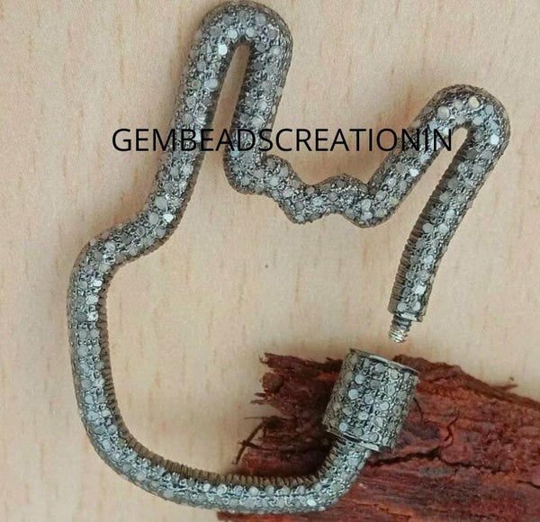 38x27mm Pave Diamond Clasp Screw Lock 925 Silver Carabiner Lock Jewelry Findings Lobster Clasp Handmade Necklace Connector