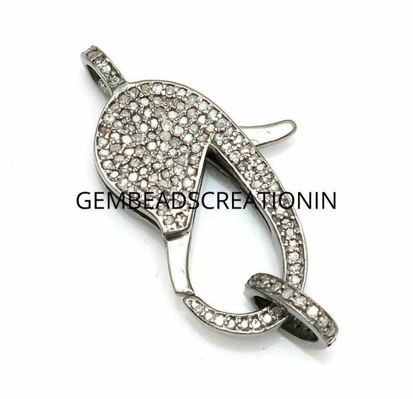 Pave Diamond Lock, Lobster Lock Clasp 925 Sterling Silver Diamond Lock Claw Diamond Findings Diamond Clasp & Clips Jewelry Findings