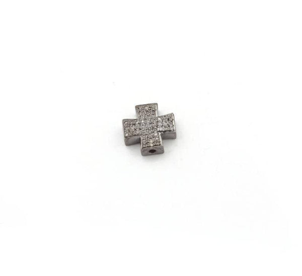 Pave Diamond Cross Charm Pendant 925 Sterling Silver 11x11mm Diamond Cross Pave Diamond Findings Cross Beads Handmade Jewelry Findings