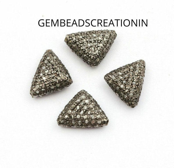 9x5mm Triangle Shape Diamond Beads Spacers Beads Pave Diamond 925 Silver Jewelry Beads Necklace Bracelet Handmade Jewelry Supplies