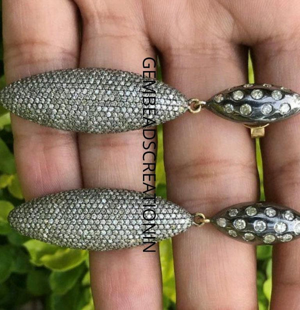 54x11mm Pave Diamond Spike Earring 925 Silver Diamond Handmade Earring Gift For Her Anniversary Engagement Gift Diamond Jewelry