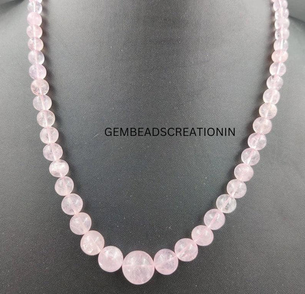 5.5-14mm Natural Morganite Gemstone Necklace/Precious Beads Necklace/Handmade Jewelry/Women Necklace/Smooth Round Beads/Anniversary Gift