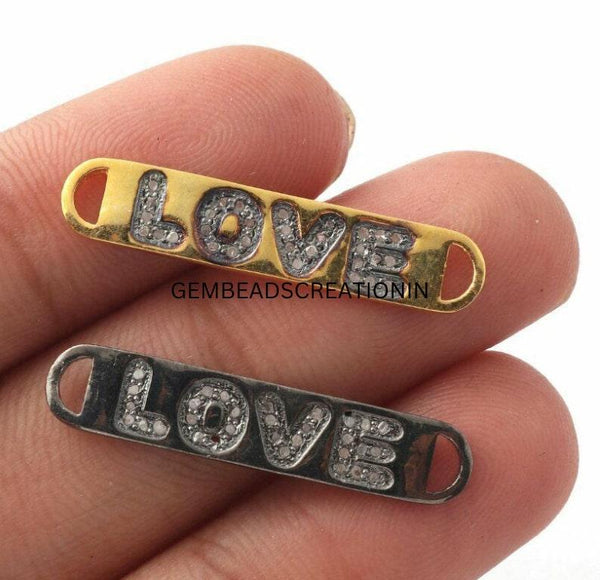 28x6mm Pave Diamond Bracelet Connector 925 Silver Jewelry Connector Necklace Findings Love Charm Necklace Jewelry Connector Love Pendant