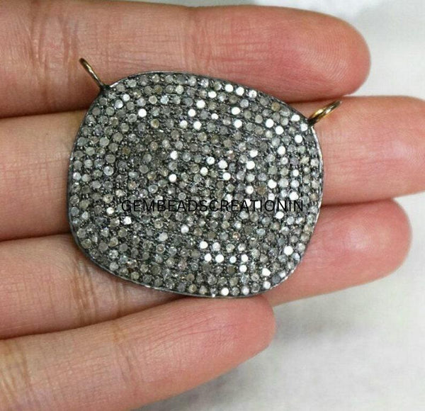 35x32mm Pave Diamond Necklace Connector 925 Silver Jewelry Connector Handmade Jewelry Findings Charm Necklace Connector Square Shape Charm