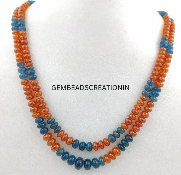 5-11mm Spessartite Garnet Beaded Necklace/Aquamarine Necklace/Spessartite Mandarin Garnet/ Multi Gemstone Rondelle Beads/Handmade Jewelry