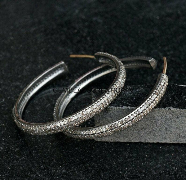 Pave Diamond Hoop Earring 925 Silver Hoop Earring Fashionable Jewelry Birthday Gift Handmade Jewelry Women Earring Gift For Her