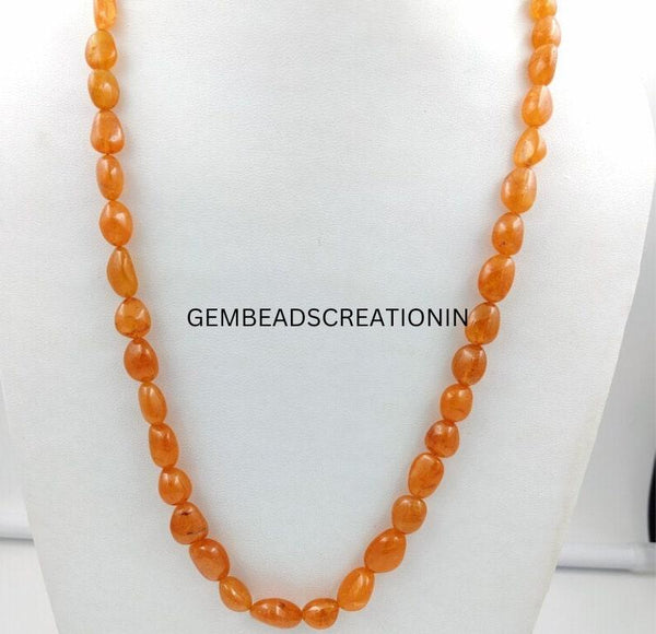 6.5-14.5mm Precious Spessartite Garnet Tumble Necklace/Natural Gemstone Necklace/Spessartite Mandarin Garnet/ Nugget Beads/Handmade Necklace