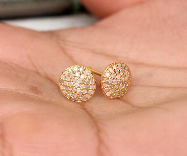 Pave Diamond Stud Earrings Diamond Earring 925 Sterling Silver Round Studs Women Earring Studs Birthday Gifts